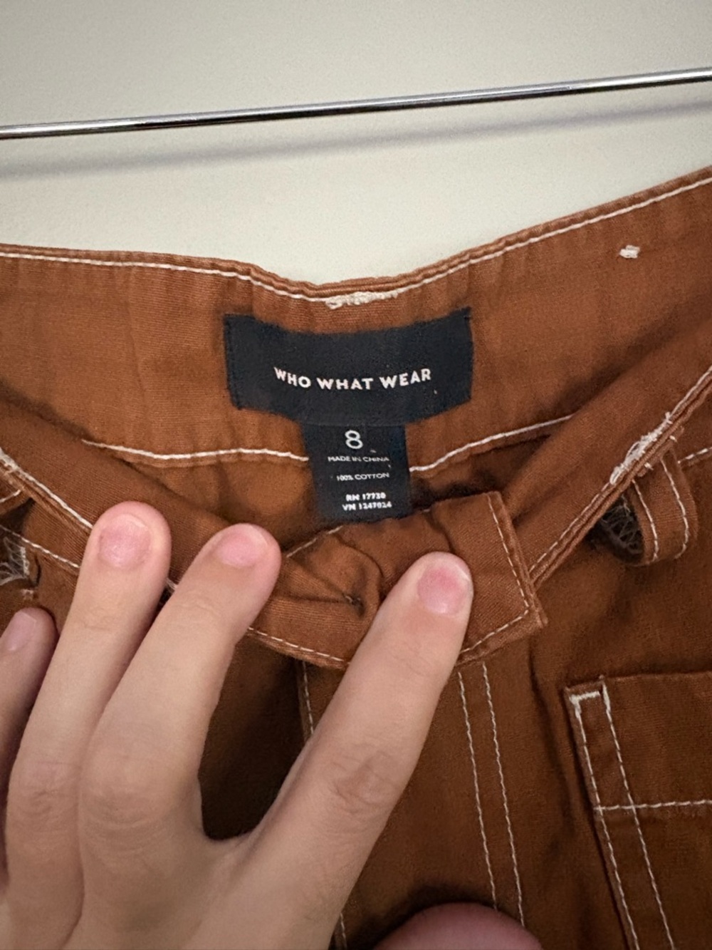 Who What Wear Chestnut Brown Utility Wide Leg Crop Pants High Rise Size 8 - Picture 6 of 6